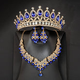 Princess 3 Pcs Crystal Rhinestone Bridal Tiaras Crown Bridal Jewelry Sets